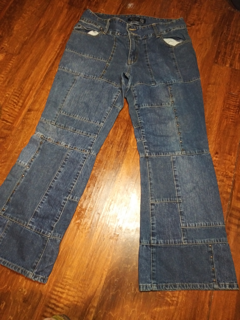 Venezia Blue Patchwork Wide-Leg Jeans